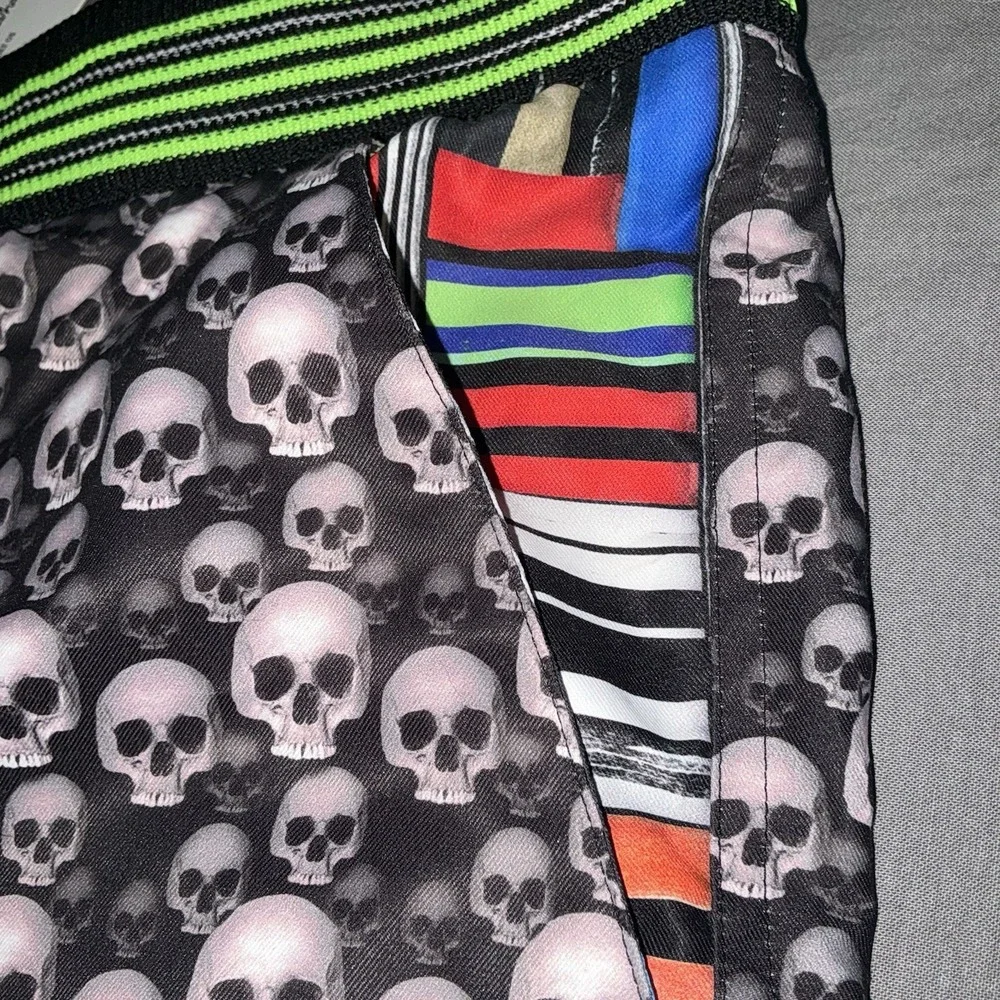 Robert Graham Swim Trunks Mens 44 Black Skull Print Excellent Board Shorts NWT